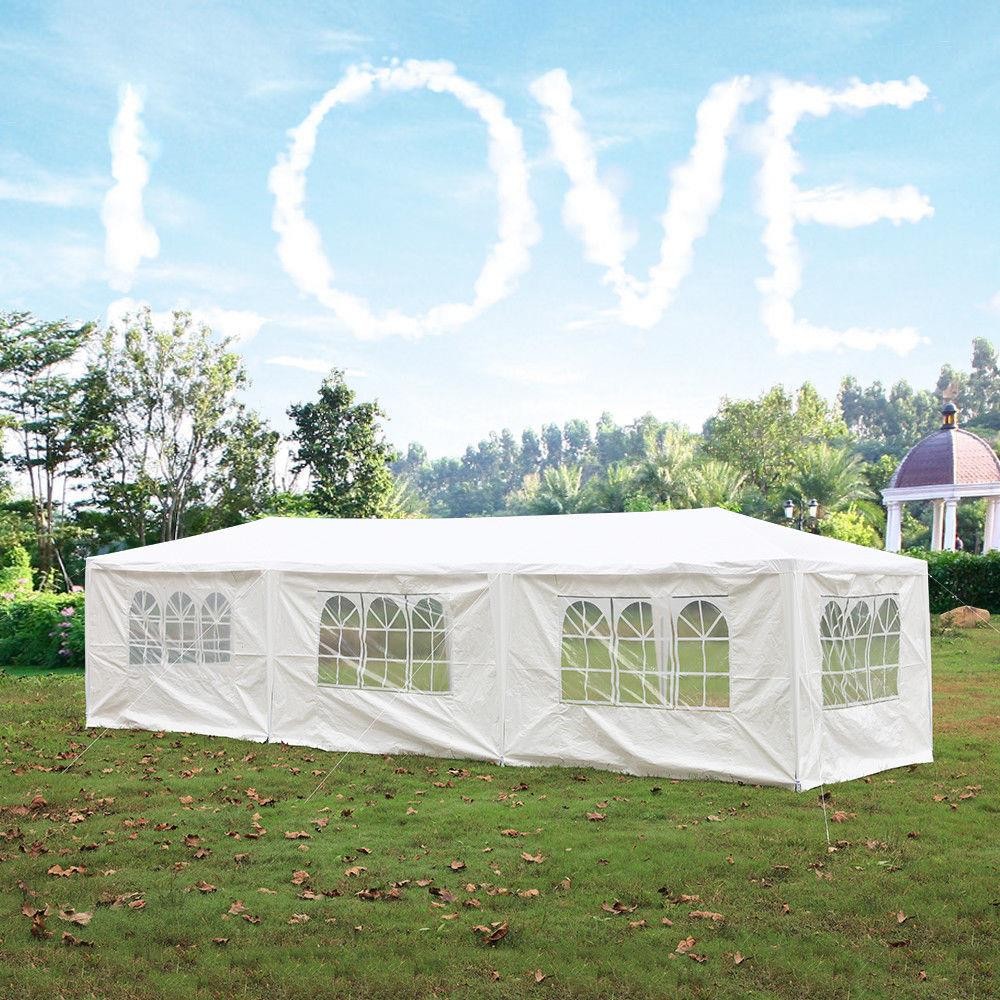10'x30 キャノピー テント ガゼボ ウェディング パーティー テント 高耐久 5 取り外し可能壁 ホワイト