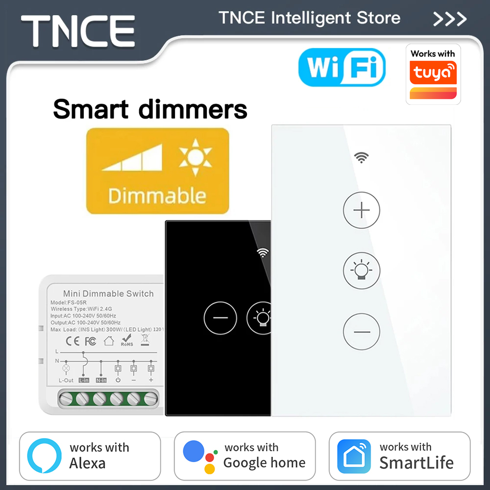 TNCE Tuya WIFI ライト調光スイッチ EU/米国の明るさ調整 LED 調光ブレーカーモジュールスマートライフ音声制御 Alexa Google ホーム