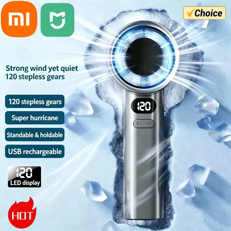 XIAOMI Mini Handheld Fan 120 Speed Portable Bladeless Desktop Fans Rechargeable Instant Cooling With Ice Mode For Indoor Outdoor