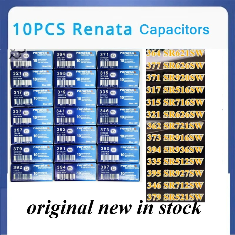 10 ピース/セットコンデンサ Renata 364 377 371 315 321 317 394 362 395 SR621SW SR626SW SR920SW SR716SW SR616SW SR516SW SR936SW スイス