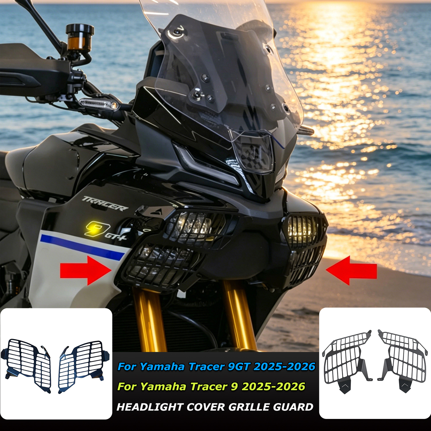 ヤマハ Tracer9/GT ヘッドライトプロテクターグリルガードアクセサリーヘッドライトカバーライト保護グリル TRACER 9 GT 2025-2026