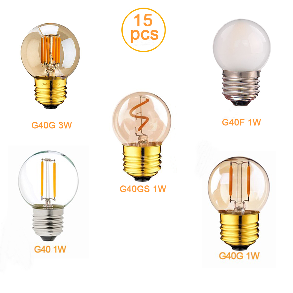 G40 LED ミニグローブ電球 1 ワット 3 ワットエジソンフィラメント電球超温白色 2200 18K ヴィンテージ装飾ストリング LED ランプ E26 E27 ベース