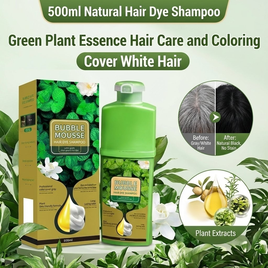 500 ミリリットル植物ベースのバブル染毛剤白髪カラー穏やかな持続レイジーヘアフォームシャンプー女性、男性サロン家庭用