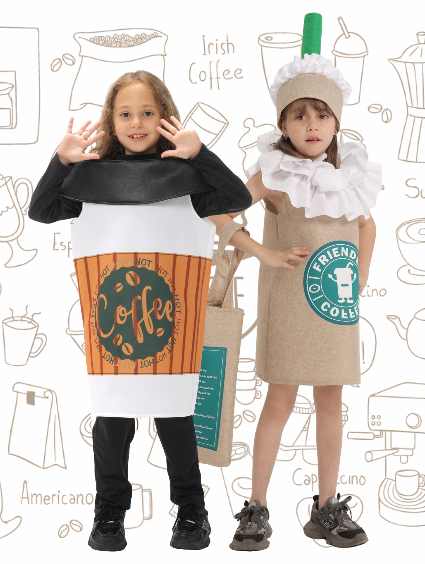 ハロウィン ラテ コスチューム キッズ コーヒー コスプレ衣装 イベント パーティー用品