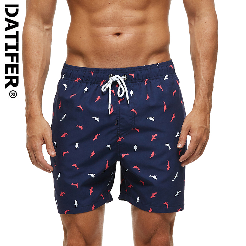 DATIFER 夏の新ファッションポリエステル男性ショーツビーチ速乾性印刷水着プラスサイズメッシュライナーサーフィンジムショーツ男性