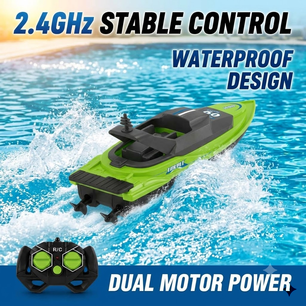 2.4GHz 高速 RC ボート防水リモートコントロールスピードボートデュアルモーター電動レーシングボート子供男の子屋外プールのおもちゃ