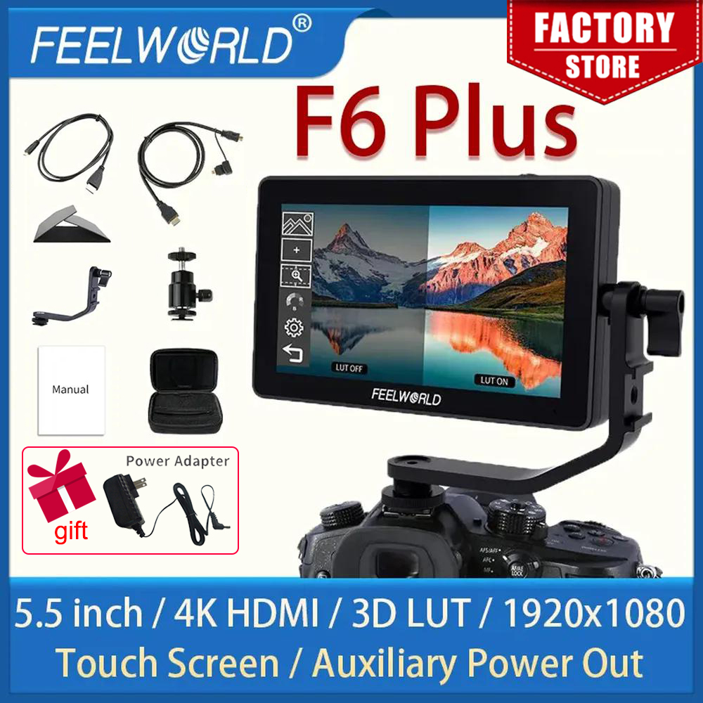 FEELWORLD F6 PLUS 5.5 Inch Portable Monitor HDMI 3D LUT Touch Screen DSLR Camera Field Monitor IPS FHD1920x1080 Monitor 4K HDMI