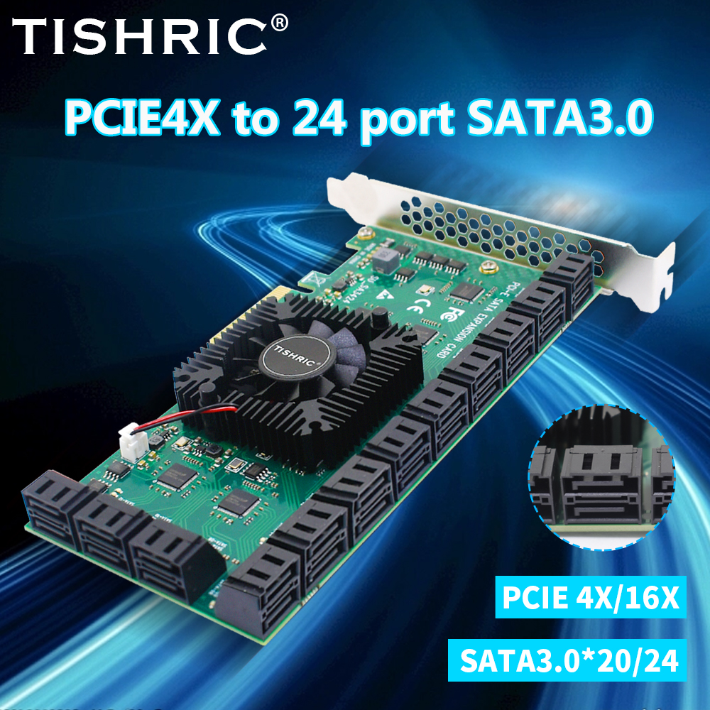 TISHRIC PCI-E 1x 4x 16x から 2/6/10/16/20/24 ポート拡張カード SATA 3.0 Express マルチプライヤー コントローラ アドオン カード ボード 6Gbps