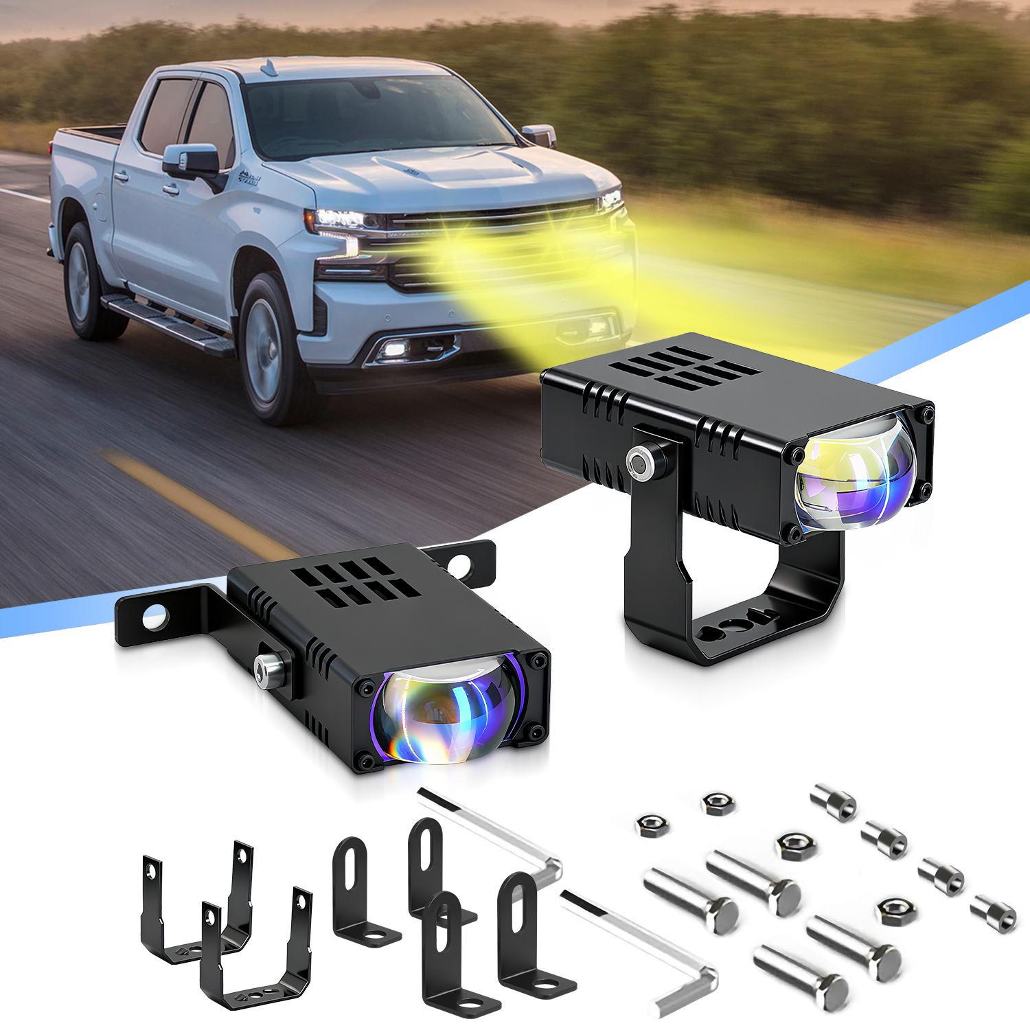 2 個 LED ヘッドライトバンパーフォグランププロジェクターレンズワークライトミニドライビングライト補助ライト車オートバイ用ファン付き