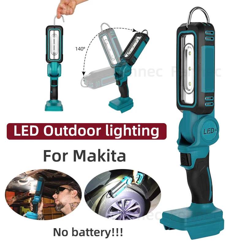 屋外懐中電灯ポータブル投光器バッテリーなしのマキタに適した多機能修理キャンプ照明ツールライト