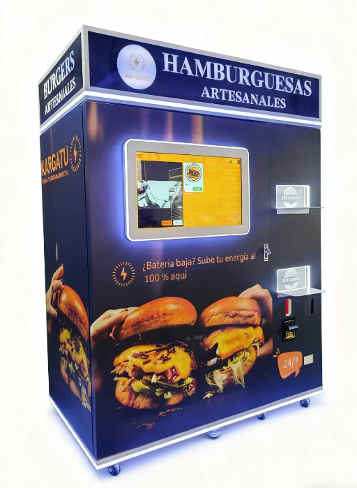 ビジネスアイデアを販売するためのエレベーターシステムと電子レンジを備えたカスタマイズされたダブルキャビネット食事ホットフードバーガー自動販売機