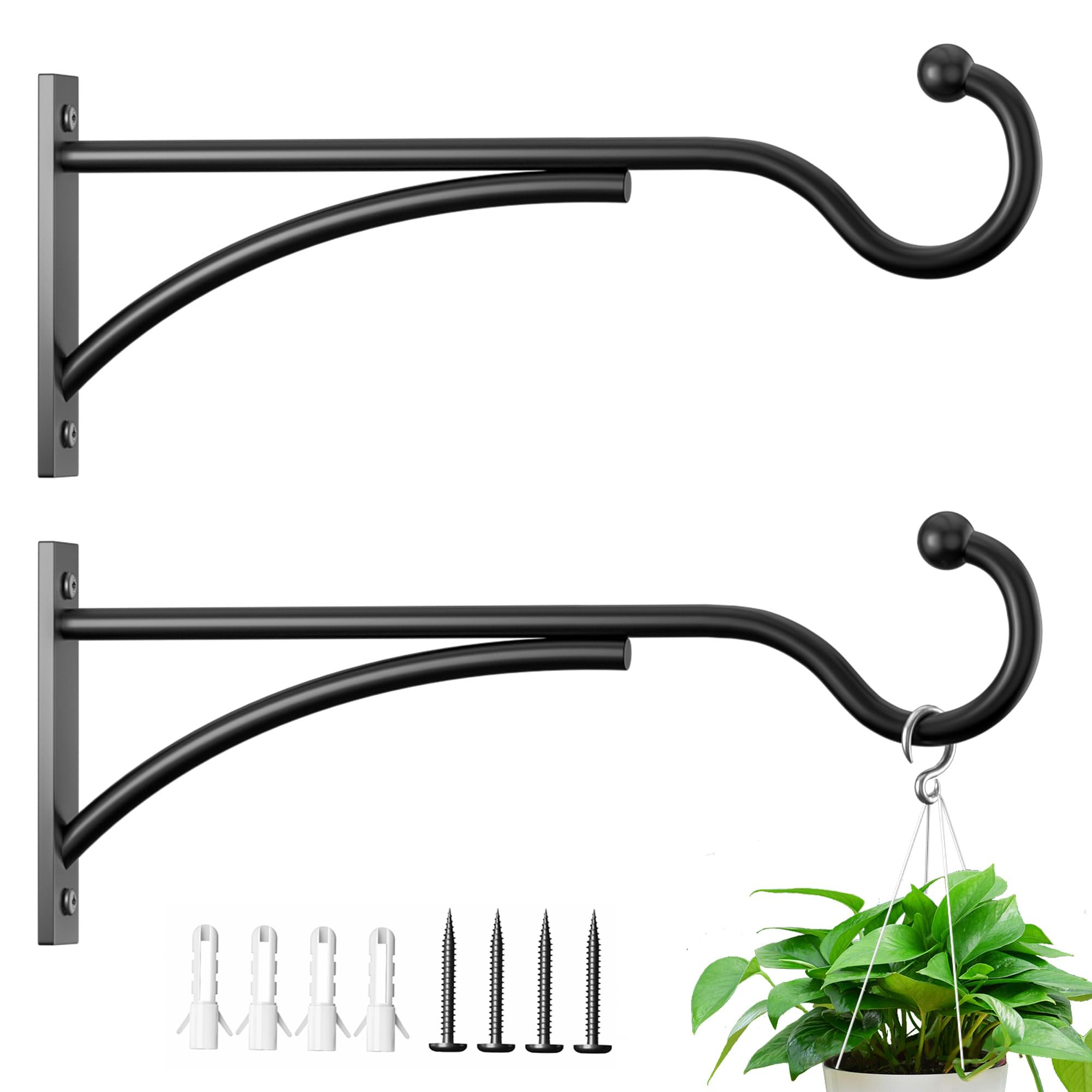 Outdoor Plant Hanger 2Pcs Decorative Wall-Mounted Metal Flower Basket Hangers For Outside Bird Feeder Wind Chime Lantern