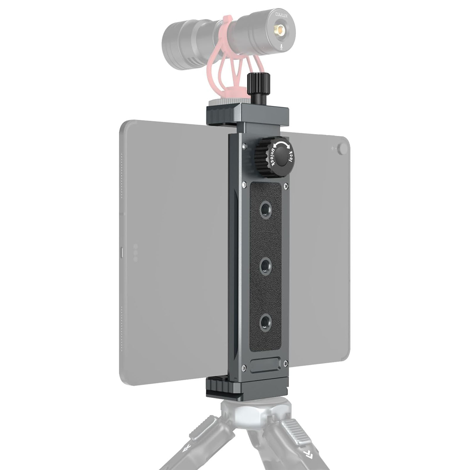 LEAPLIGHT for iPad アルミニウム三脚マウントホルダー タブレット三脚マウント 1/4インチネジ付き三脚マウント 4.7インチ-12.9インチのほとんどのタブレットに対応