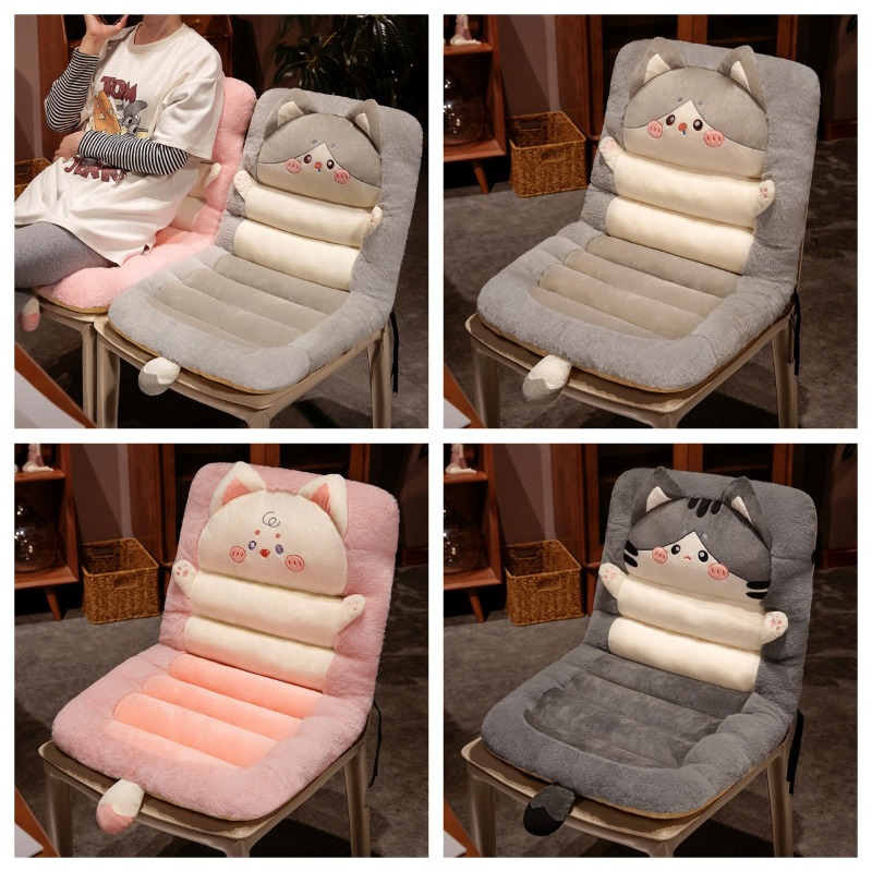 冬かわいい猫椅子クッションオフィスとカーシート腰と背中の保護ソフトベルベットクッション背もたれクッション畳寝室