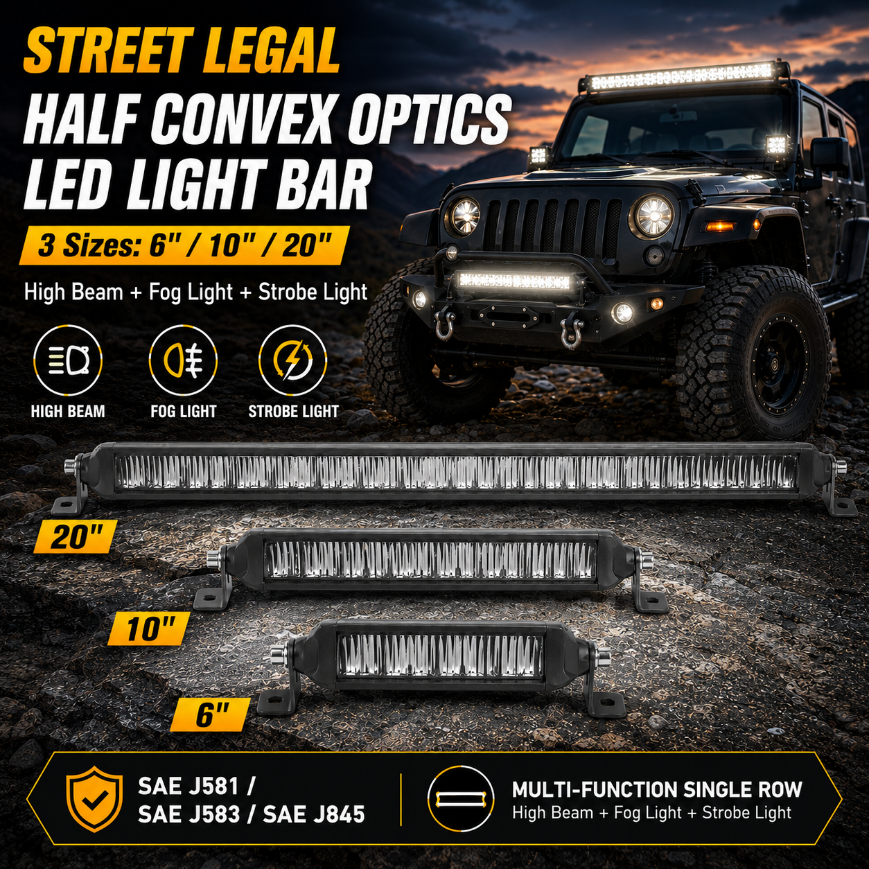 CN360 スリムモジュラーチップセット LED ライトバー 6/10/20 インチ半凸光学コンボドライビングフォグストロボ SAE IP67 オフロードトラック ATV 用