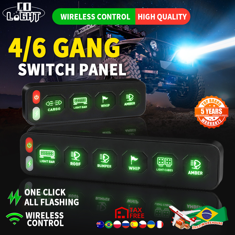 CO LIGHT ワイヤレスコントロール 6 ギャングスイッチパネルフラッシュ RGB 車 LED 4 ギャングスイッチパネル ATV SUV トラックオフロード使用 12V 24V