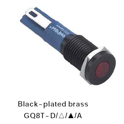 ONPOW 8mm フラットドット LED 照光式 黒メッキ真鍮 信号灯、表示灯、表示灯 (GQ8T-D/R/6V/A) CE、RoHS