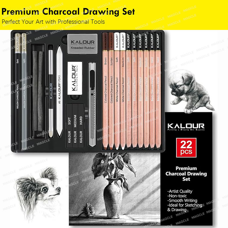 Kalour PDAS 木炭スケッチアートセット木製ロッド非毒性ハイライト描画ペイントツールアーティスト子供高品質キット desenho