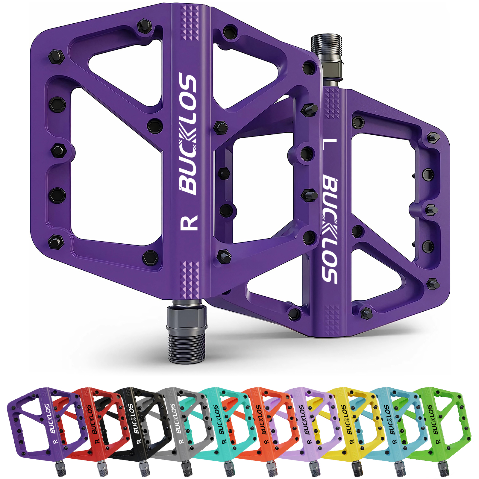 BUCKLOS ペダル DU ベアリング自転車ペダルプラットフォーム超軽量ナイロンロードマウンテンバイクペダルノンスリップ MTB フラットペダル自転車部品