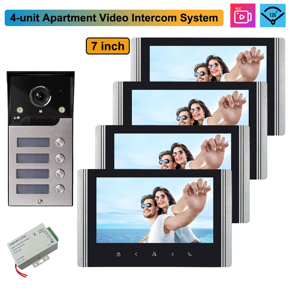 ホーム 7 インチビデオドア電話 1080P 屋外カメラドアベルインターホンロック解除システム 2/3/4 ユニットアパートビル住宅用