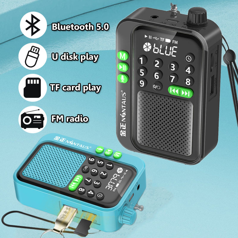 ミニポータブル FM ラジオ最高受信ラジオ 5 ワットワイヤレス Bluetooth スピーカー TF カード U ディスク音楽 MP3 プレーヤーサポート HD 録音