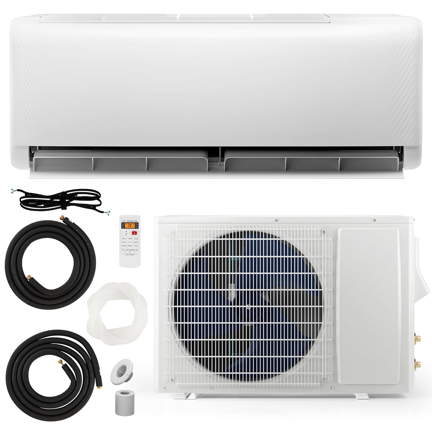 24000BTU ミニ AC スプリットシステム、21 SEER2 ダクトレスエアコン、事前充電コンデンサー付き、ホワイト (24000BTU、220V、21、カスタマイズ済み)