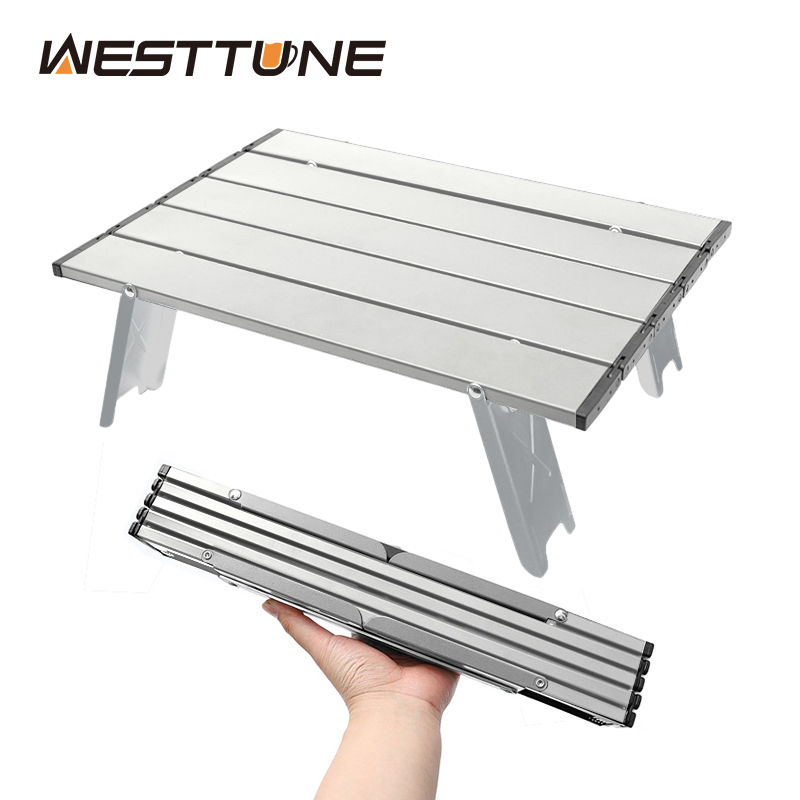 WESTTUNE 軽量ロールテーブルミニ折りたたみバックパッキング釣りピクニックバーベキュー屋外テーブルアルミリビングルームダイニングテーブル