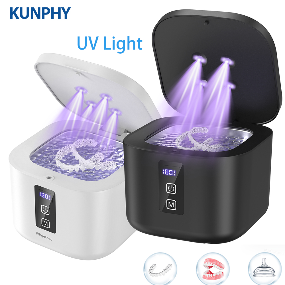 KUNPHY 歯科用超音波リテーナークリーナーマシン UV ライトデジタルタイマー付き義歯マウスガードアライナーナイトガード 300 ミリリットル