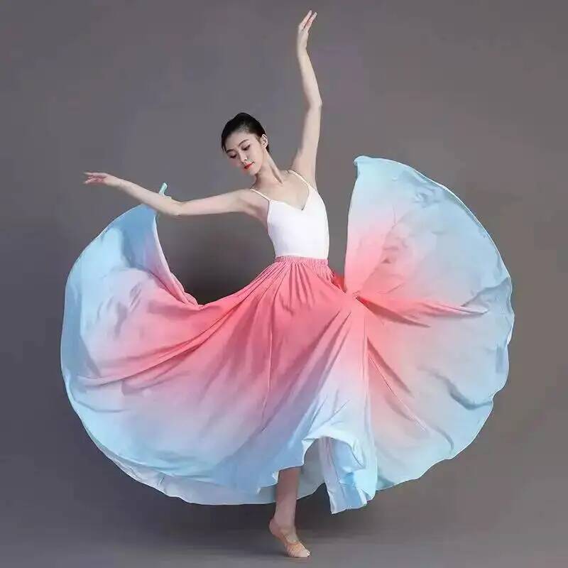 360/540/720 度フラメンコダンスパフォーマーグラデーションスカート女性ステージパフォーマンスクラシックダンス練習スカート