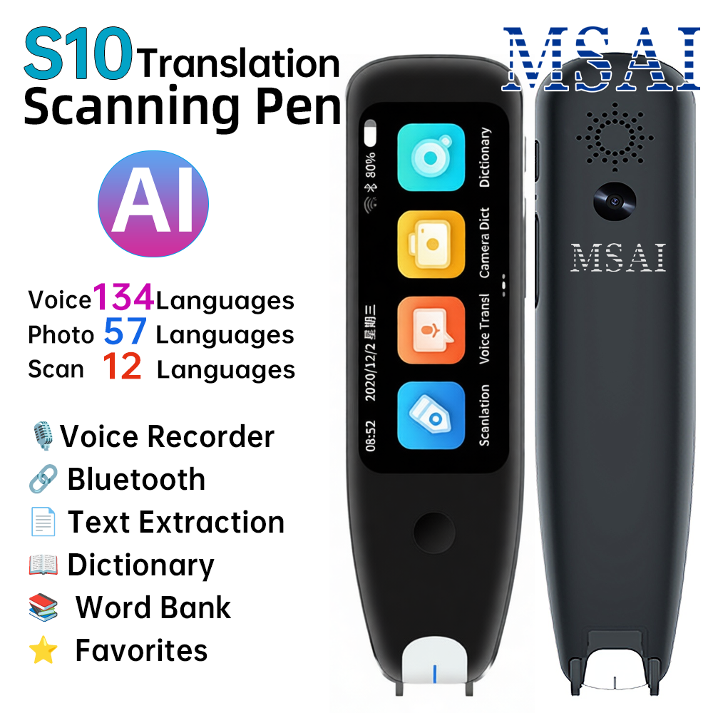 MSAI S10 Smart Scan Translator Pen Offline Extract 21 Languages Photo Translate 134 Voice Translation Dictionary Recorder ﻿