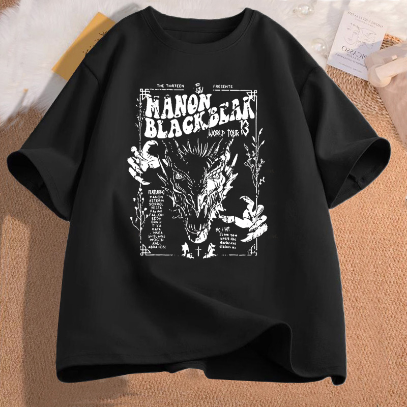 マノン Blackbeak ガラスの玉座 Tシャツ女性サラ J Maas Merch 13 Tシャツ綿半袖 Tシャツ婦人服