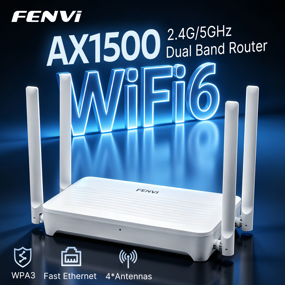 FENVI AX1500 WiFi 6 ルーター 5Ghz ギガビットワイヤレスリピーター 1500Mbps デュアルバンド 2.4GHz/5GHz Wi-Fi エクステンダー信号ブースターアンプ