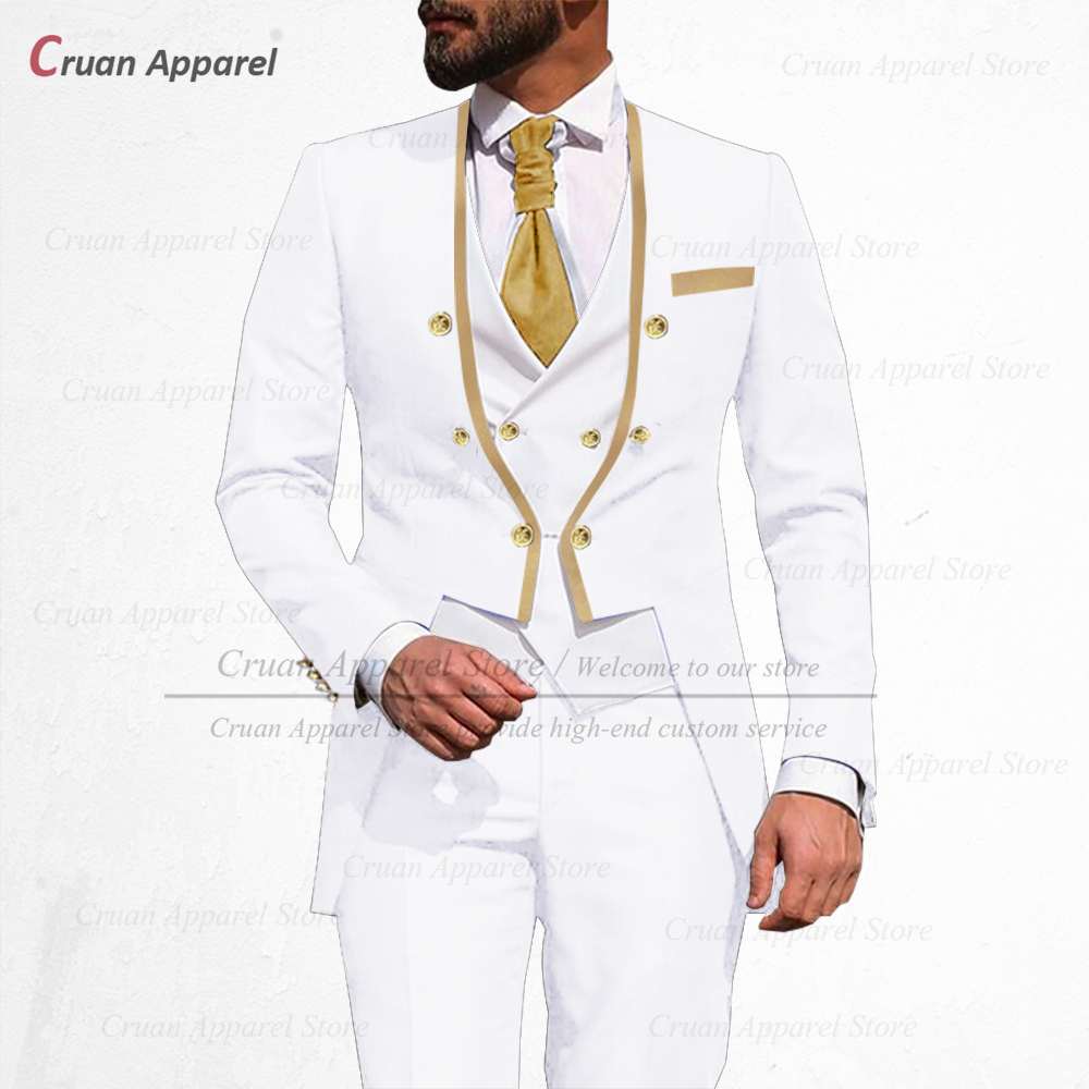 ファッションスーツ男性スリムフィット高級パーティーディナー結婚式新郎タキシードカスタムスタンドカラージャケットベストパンツ 3 個セット