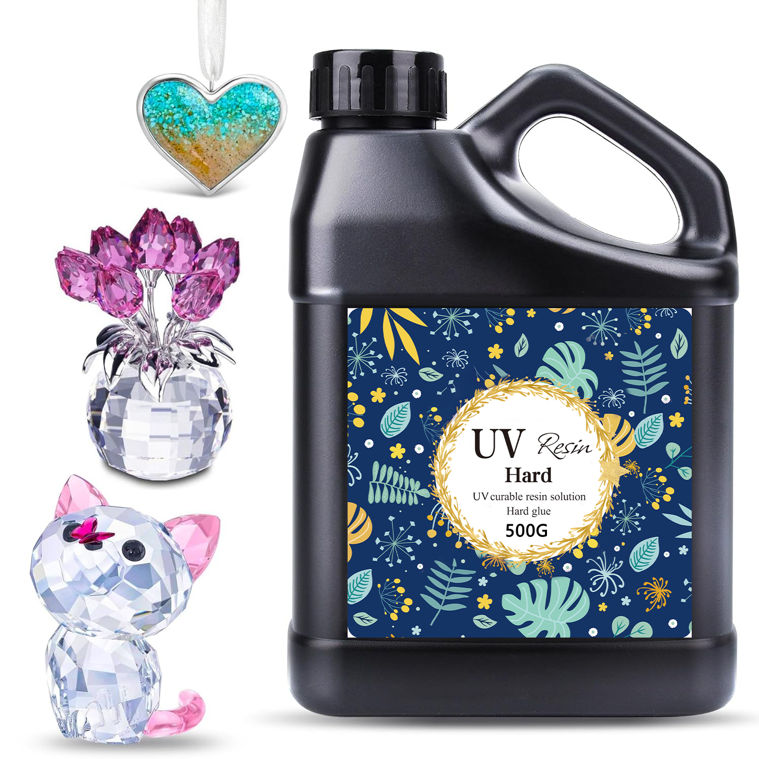 UV ランプキット付き UV レジン - 7.05 オンス/1.1LB クリスタルクリア UV レジンセット、手芸ジュエリー作成用の高速硬化およびハード UV レジン