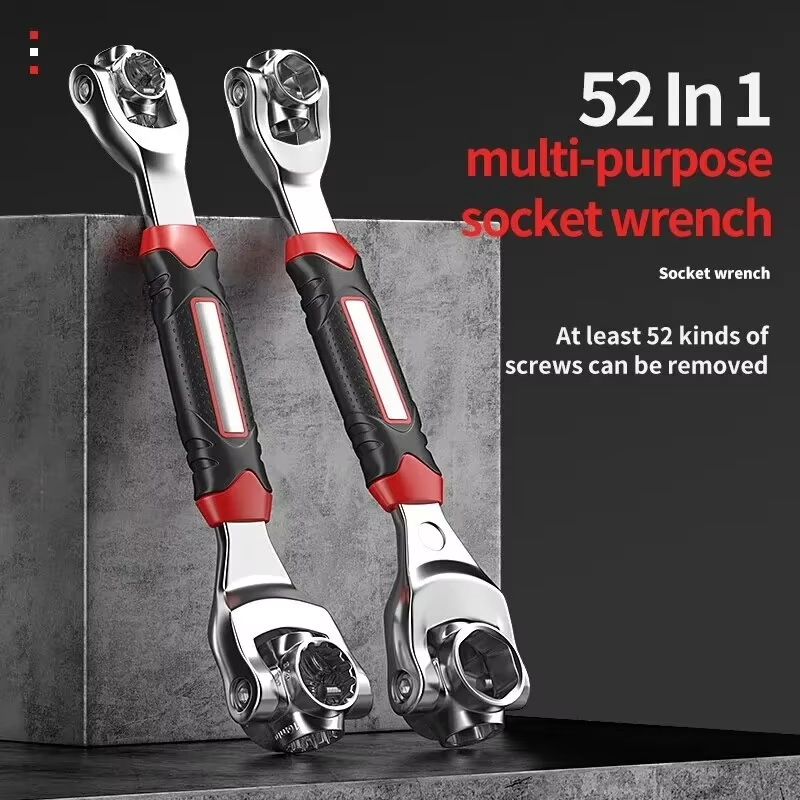 52 in 1 ツールソケットワークスユニバーサルラチェットスプラインボルトスリーブ回転ハンドツール 360 度多目的タイガーレンチ