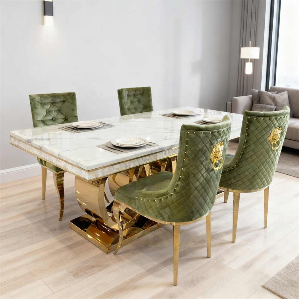 # Romantic Exclusive Dining Room Furniture Luxury  Table Set 4 6 8 Seater Marble