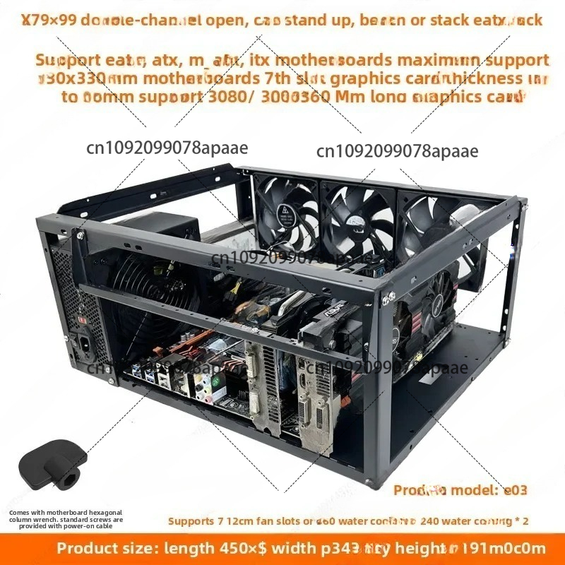 スタッカブルオープンシャーシ X79 X99 デュアルチャネル EATX マザーボード 6 枚のカードブラケット垂直および水平 3090 グラフィックスカードラック