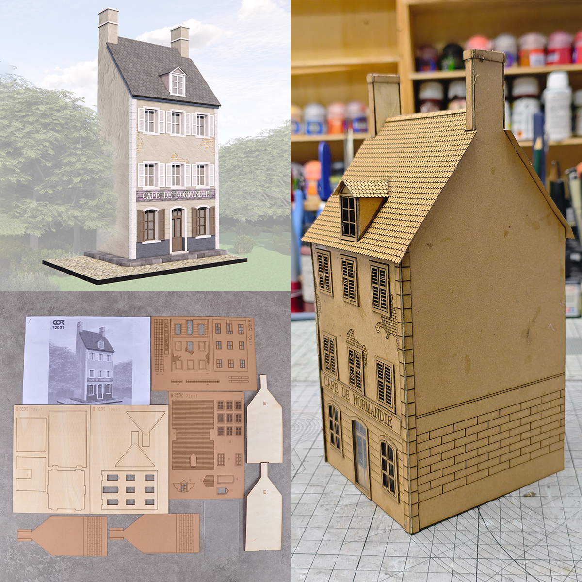 未組み立てアセンブリ建築モデルミニチュアカフェビルヴィラハウス街並みジオラマスケールモデルキット 1/72