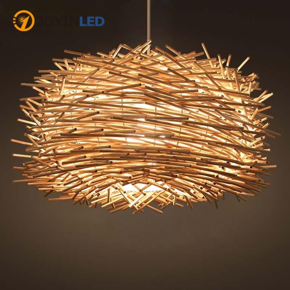 JOYINLED 和風シャンデリア 30 センチメートル手作りペンダントライト鳥の巣天井ランプ屋内照明レストラン寝室用