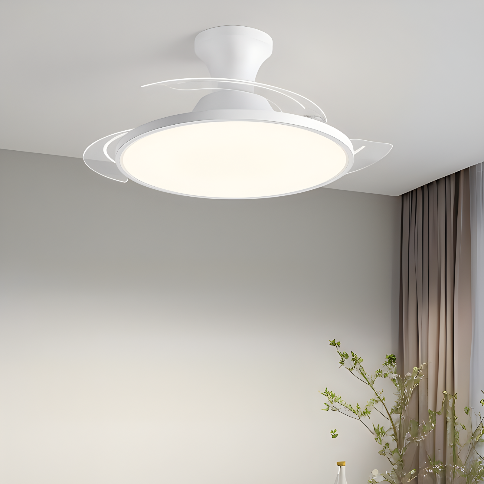 ファン静的ファンブレードを備えた天井LEDシャンデリア、リビングルーム、ダイニングキッチンに適した目に見えない天井ファンライト