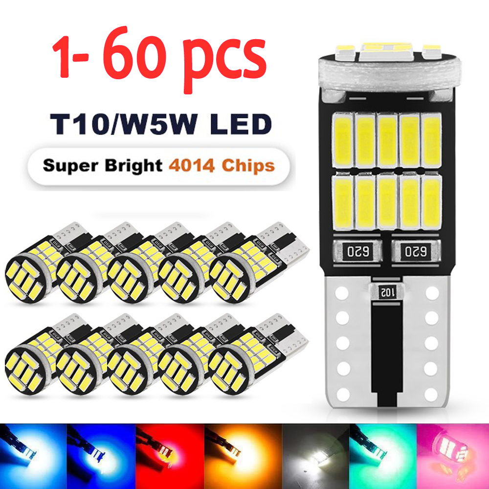 1-60 個 T10 W5W 194 501 LED Canbus エラーなし車内ライト T10 26 SMD 4014 チップ純白計器灯ランプ自動電球