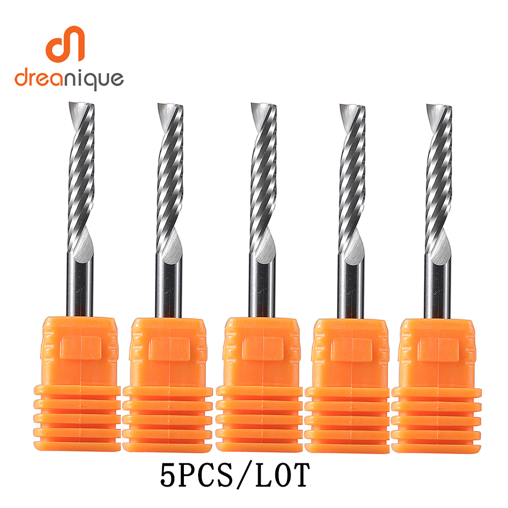 Dreanique 5 ピース/ロット 1 フルートスパイラルエンドミル CNC 広告彫刻ビット木工用アクリルアルミニウムプラスチックカット