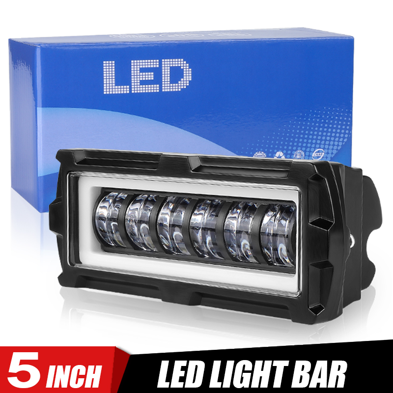 5 インチ 7D LED DRL ワークライトバーポッドエンジェルアイズスポットライト駆動フォグランプジープトラックオフロード 4 × 4 SUV ATV オートバイ 12-24V