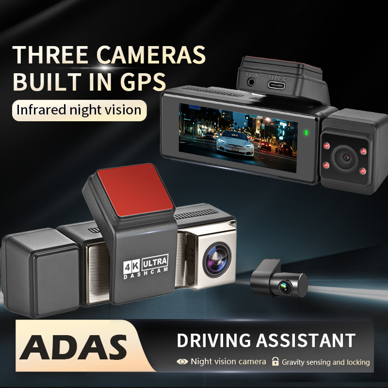 DT-NAVI 新しい 4K A3 プロカム 3 チャンネルダッシュカム フロント 4K リア 1080P インテリア 1080P GPS WiFi 24H パーキングモニター スーパーキャパシター