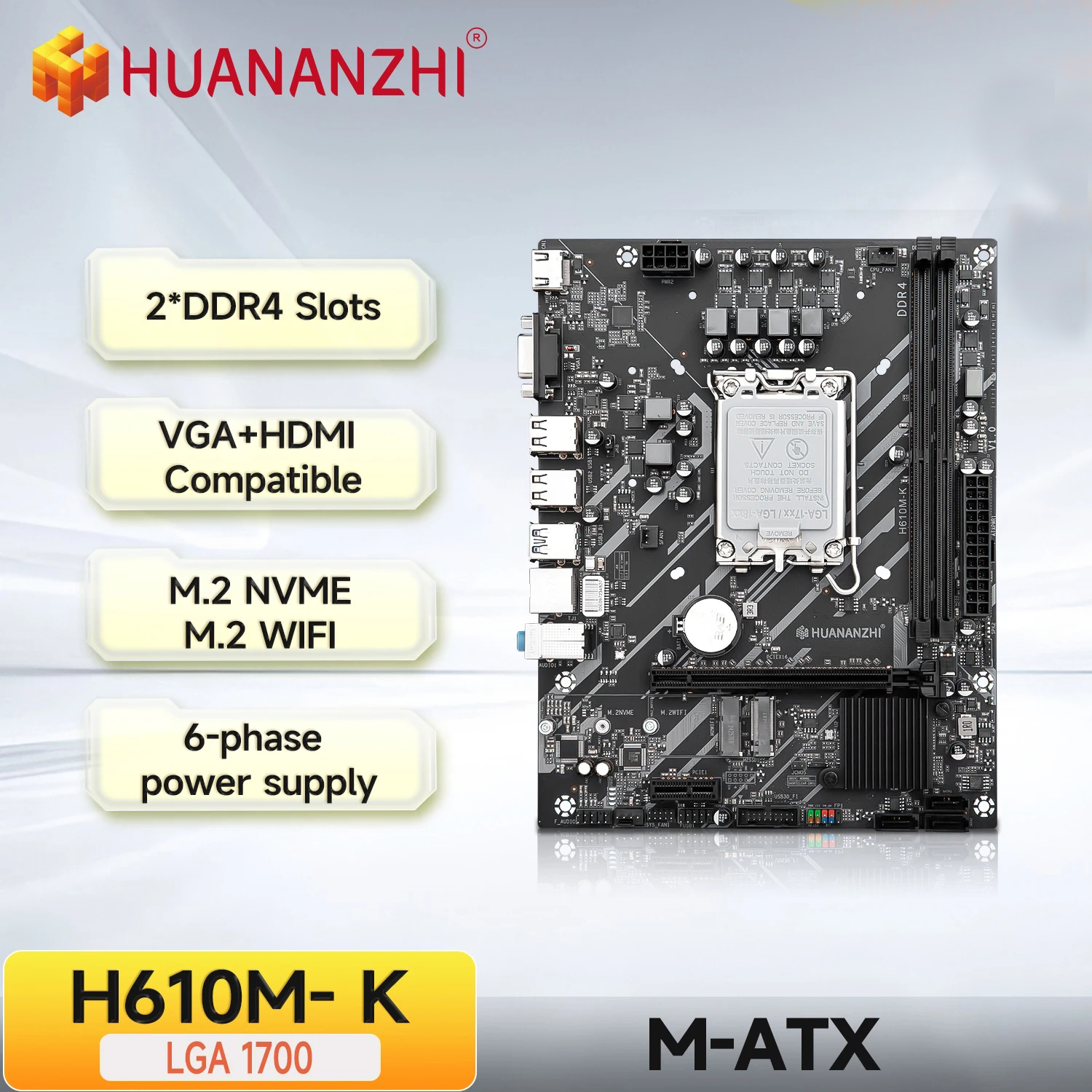Huanazhi H610M K MATX DDR4 マザーボードサポート 12 13 14 世代 H610 インテル LGA 1700 CPU 12100F 12400F 12490F 12600F 12700F 13600F