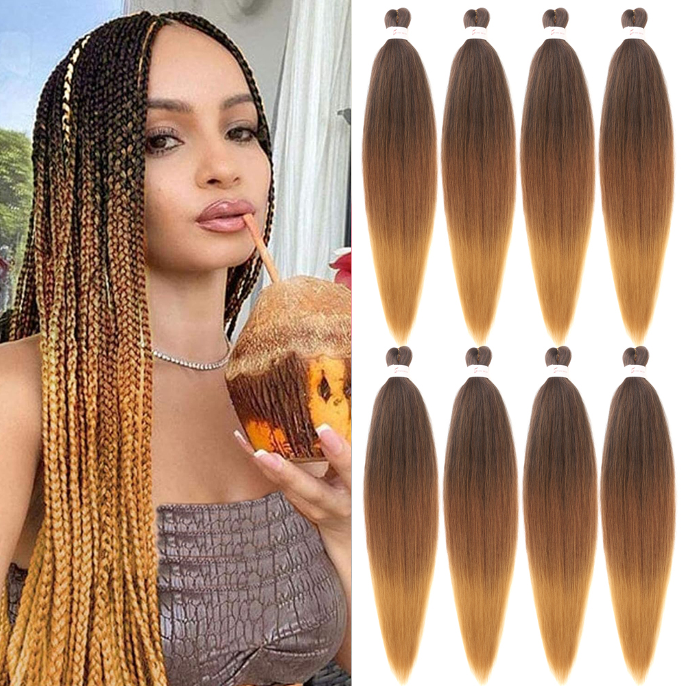 30 インチ 8 パック編み込みヘア事前ストレッチオンブルブロンド三つ編みヘアエクステンション合成 Xpression 事前ストレッチ編み込みヘア