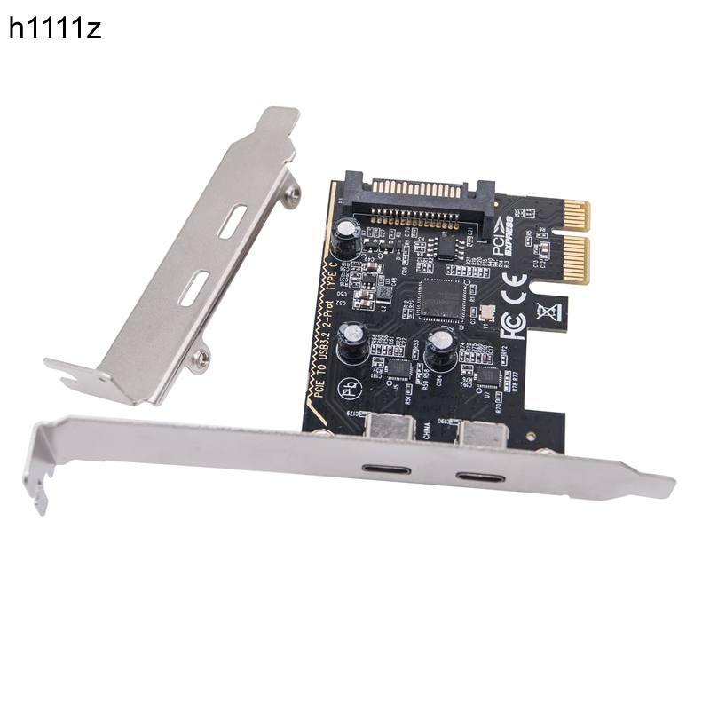 PCIE - デュアルType C拡張カード PCI Express X1 - 2ポートTYPE-C USB 3.2 GEN1 5Gbps変換カードライザー ASM1042チップ搭載（デスクトップ用）