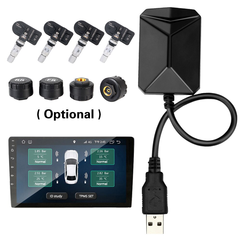 Android ナビゲーション TPMS 4 センサー警報システム USB Android 車 TPMS ワイヤレス伝送タイヤ空気圧監視システム