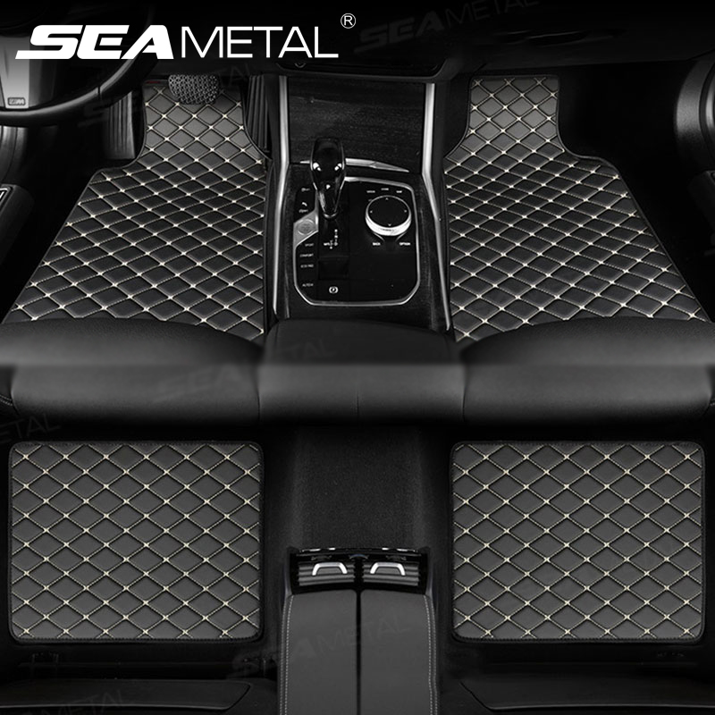 Seametal 4 個車のフロアマット防水ユニバーサル自動車カーペットフットパッドフロント/リアフルセット耐摩耗性車のインテリアフロアマット
