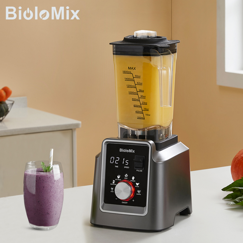 BioloMix デジタル BPA フリー 2L 自動プロフェッショナルブレンダー、ジューサー フードプロセッサー アイススムージー フルーツ、無料ギフト 600ml ドライジャー